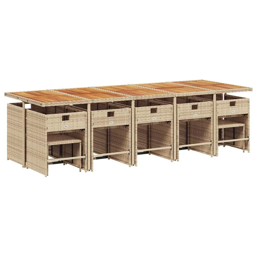 Ensemble à manger de jardin et coussins 15 pcs beige - 3