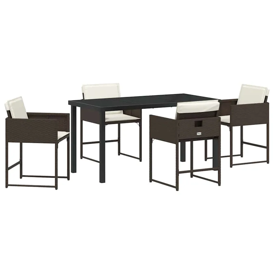 Ensemble de salle à manger pour jardin 5 pcs Marron polyrotin - 2