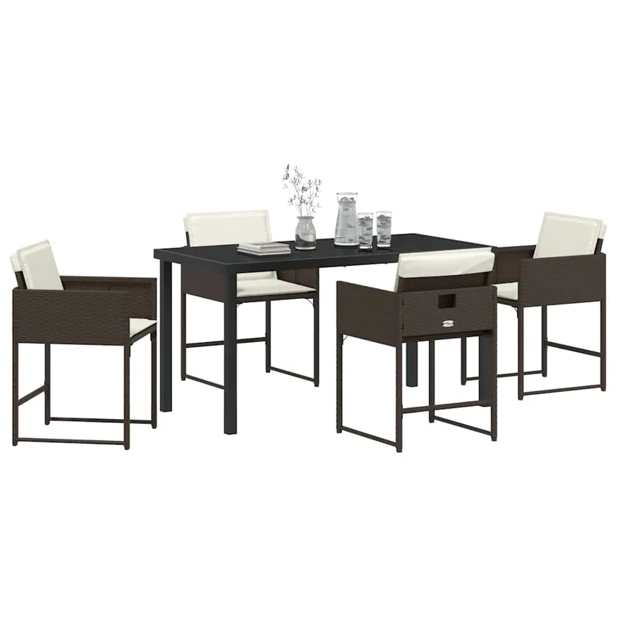 Ensemble de salle à manger pour jardin 5 pcs Marron polyrotin - 3