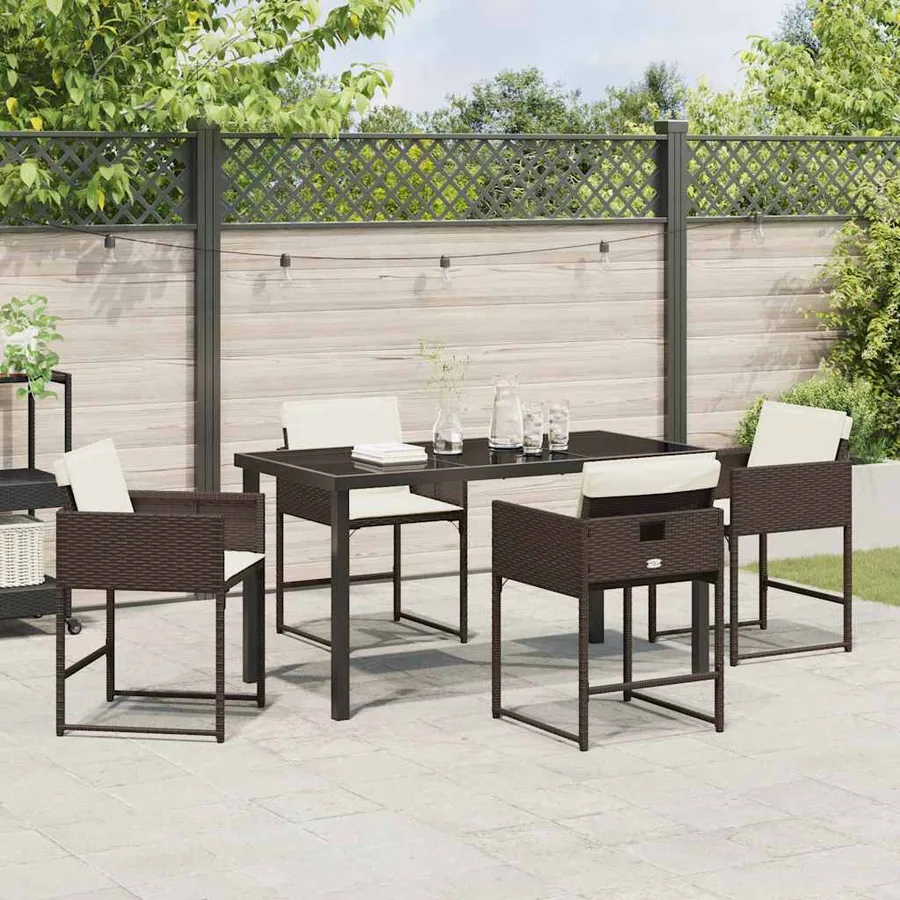Ensemble de salle à manger pour jardin 5 pcs Marron polyrotin - 4