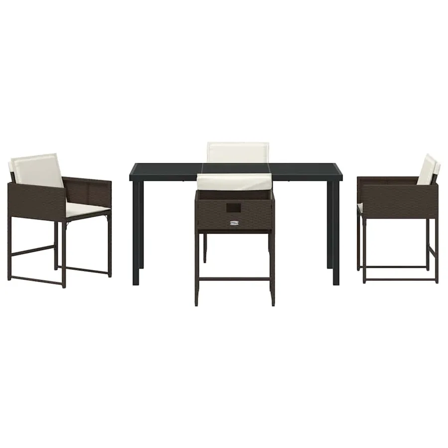 Ensemble de salle à manger pour jardin 5 pcs Marron polyrotin - 7