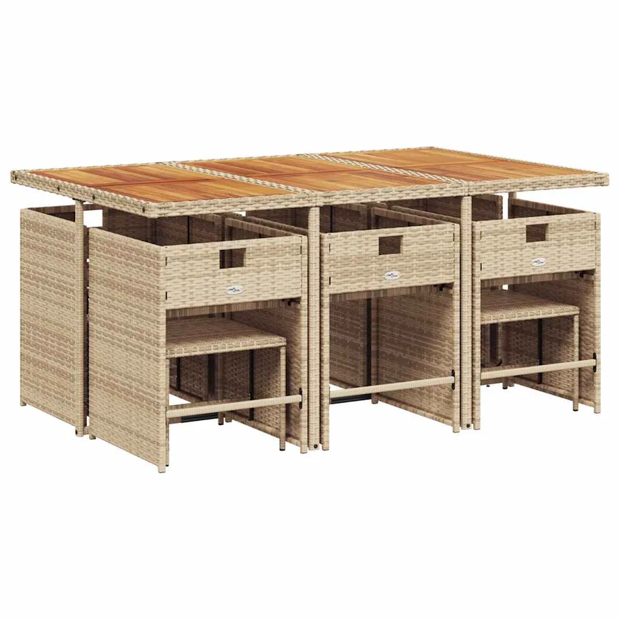 Ensemble à manger de jardin et coussins 11 pcs beige poly rotin - 3