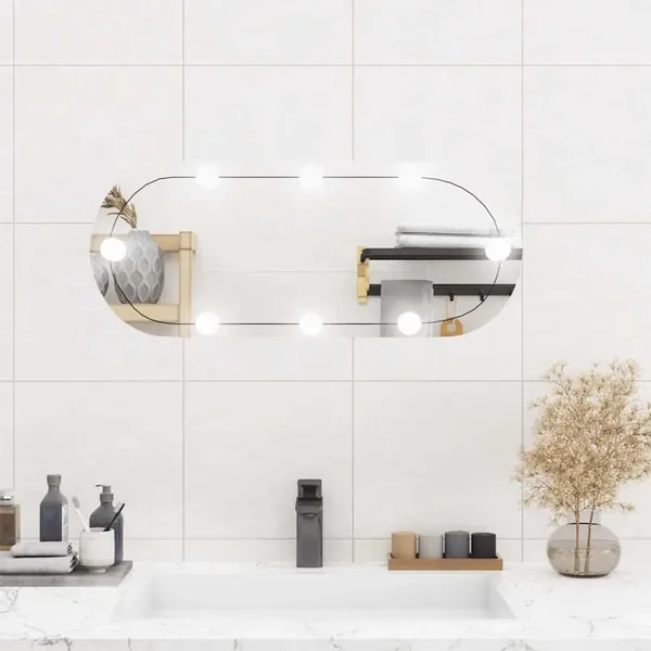 Miroir mural avec lumières LED 30x70 cm verre ovale