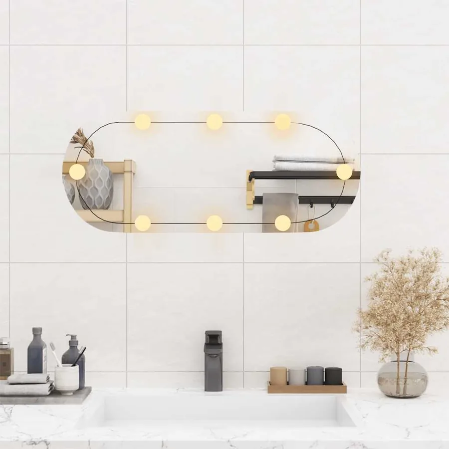 Miroir mural avec lumières LED 30x70 cm verre ovale - 3