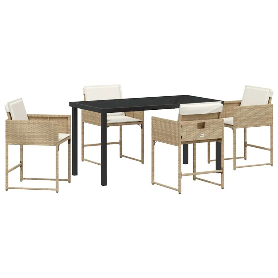 Ensemble de salle à manger pour jardin 5 pcs Beige polyrotin - 2