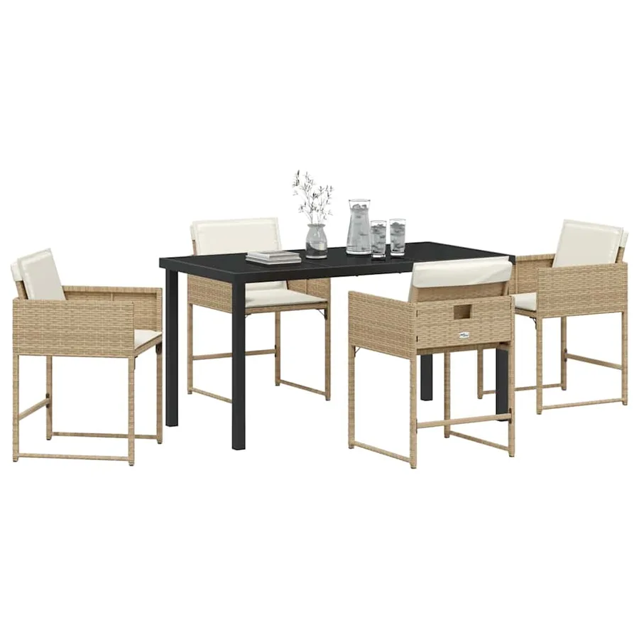 Ensemble de salle à manger pour jardin 5 pcs Beige polyrotin - 3