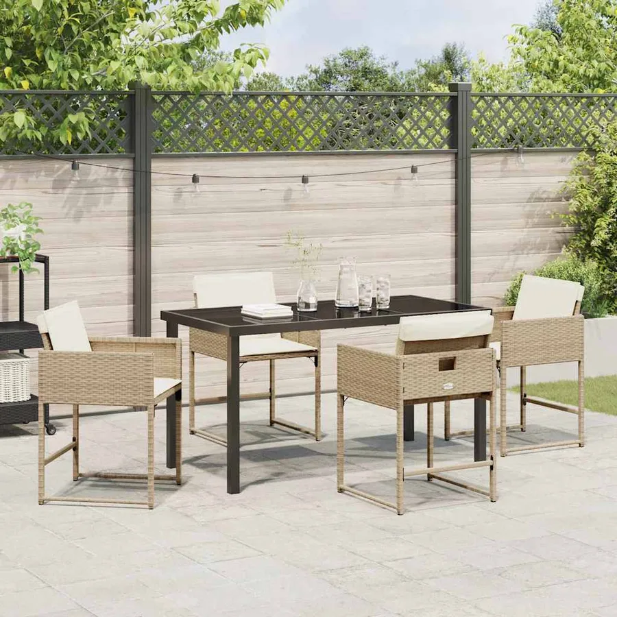 Ensemble de salle à manger pour jardin 5 pcs Beige polyrotin - 4
