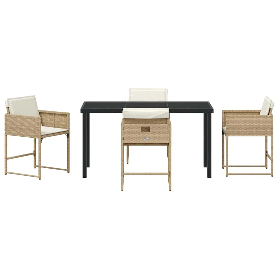 Ensemble de salle à manger pour jardin 5 pcs Beige polyrotin - 7