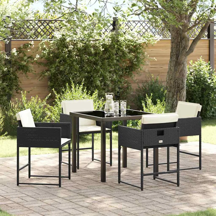 Ensemble de salle à manger pour jardin 5 pcs Noir polyrotin