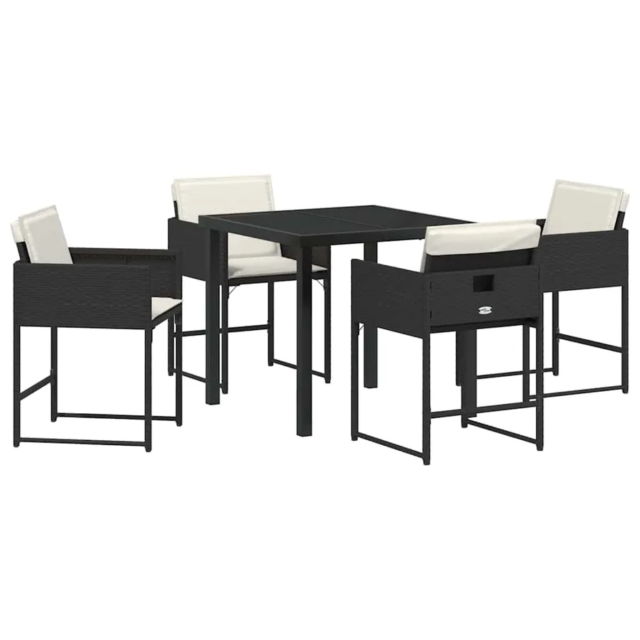 Ensemble de salle à manger pour jardin 5 pcs Noir polyrotin - 2