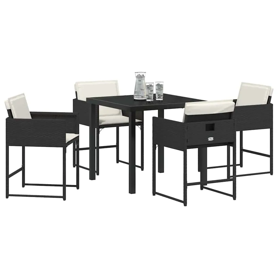 Ensemble de salle à manger pour jardin 5 pcs Noir polyrotin - 3