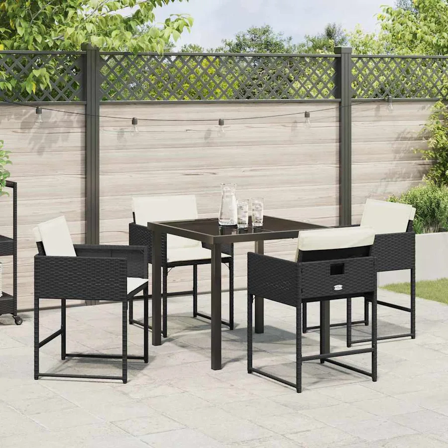 Ensemble de salle à manger pour jardin 5 pcs Noir polyrotin - 4