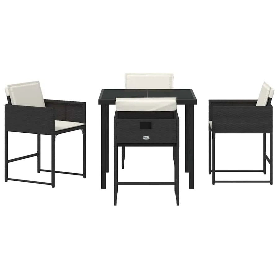 Ensemble de salle à manger pour jardin 5 pcs Noir polyrotin - 7