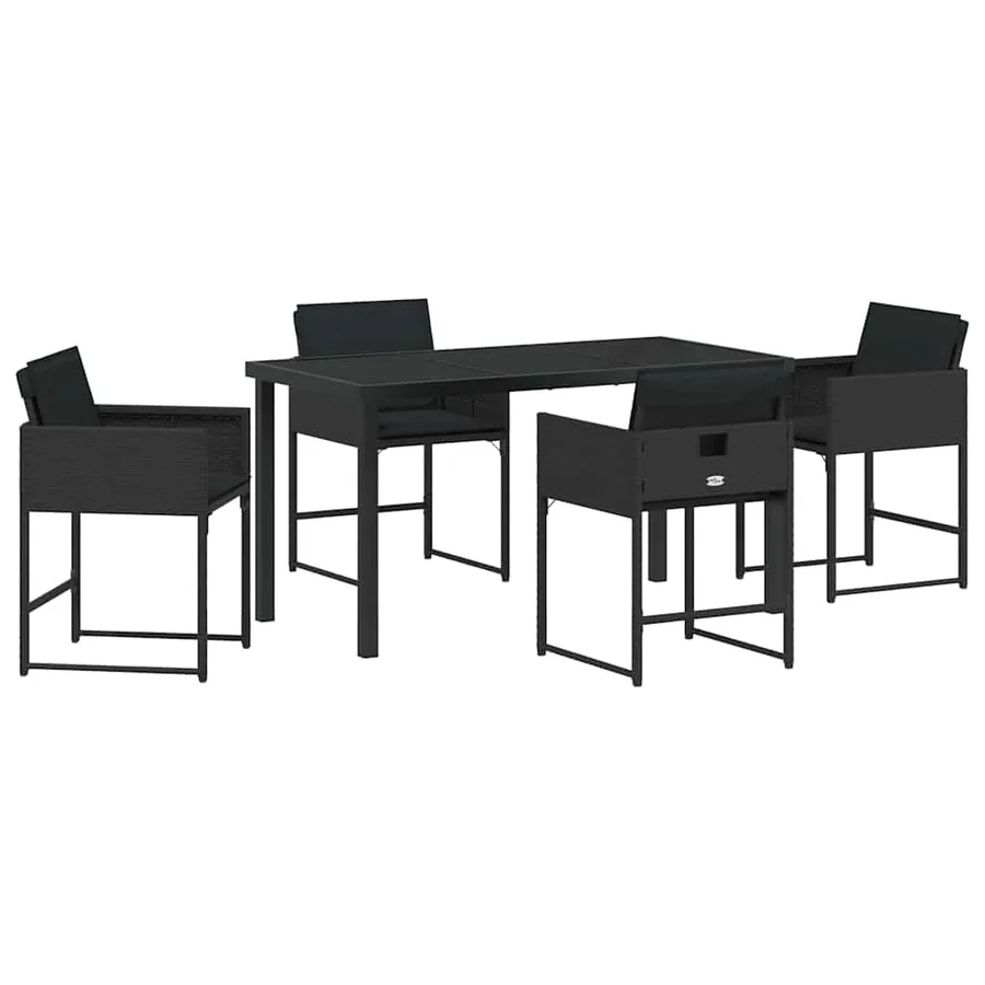 Ensemble de salle à manger pour jardin 5 pcs Noir polyrotin - 2