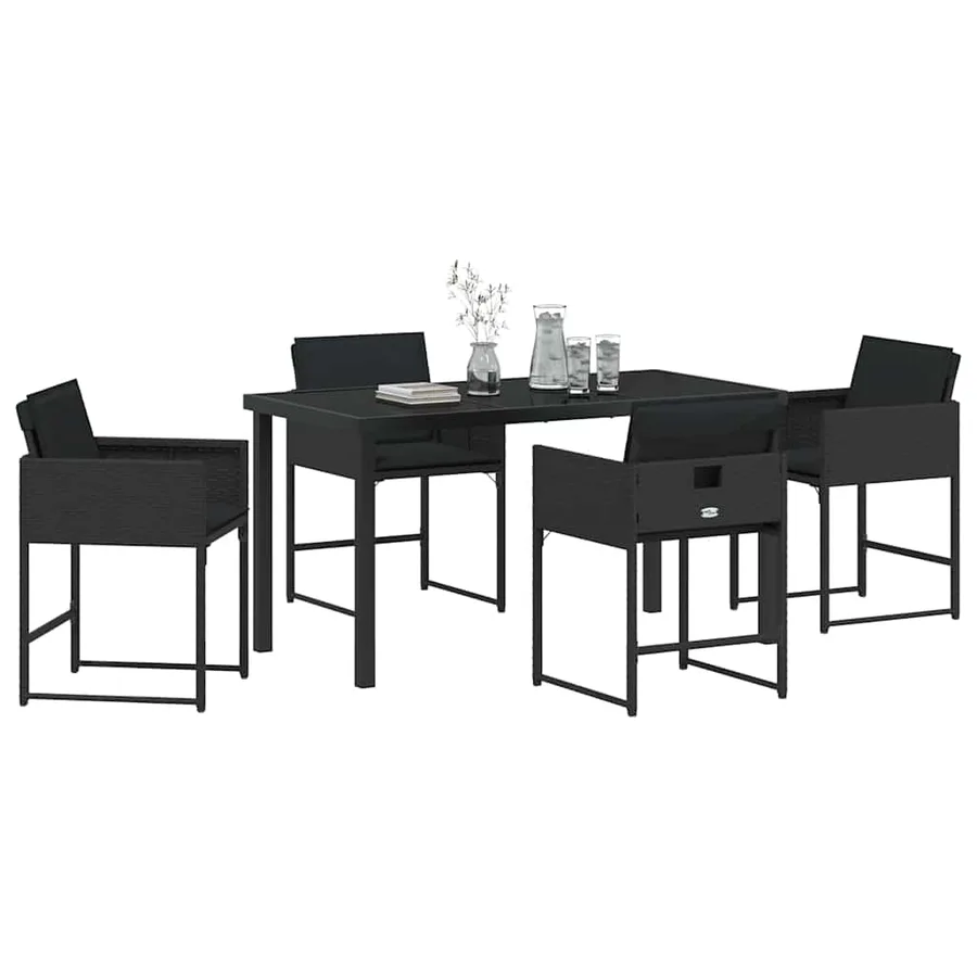 Ensemble de salle à manger pour jardin 5 pcs Noir polyrotin - 3