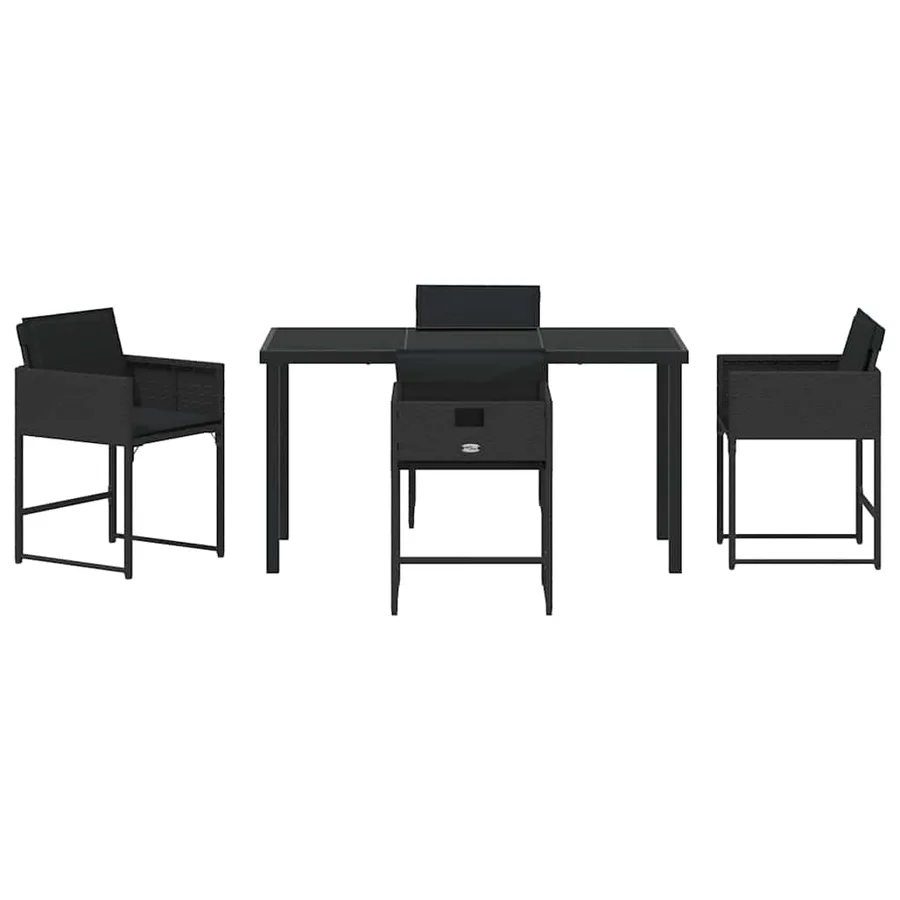 Ensemble de salle à manger pour jardin 5 pcs Noir polyrotin - 7
