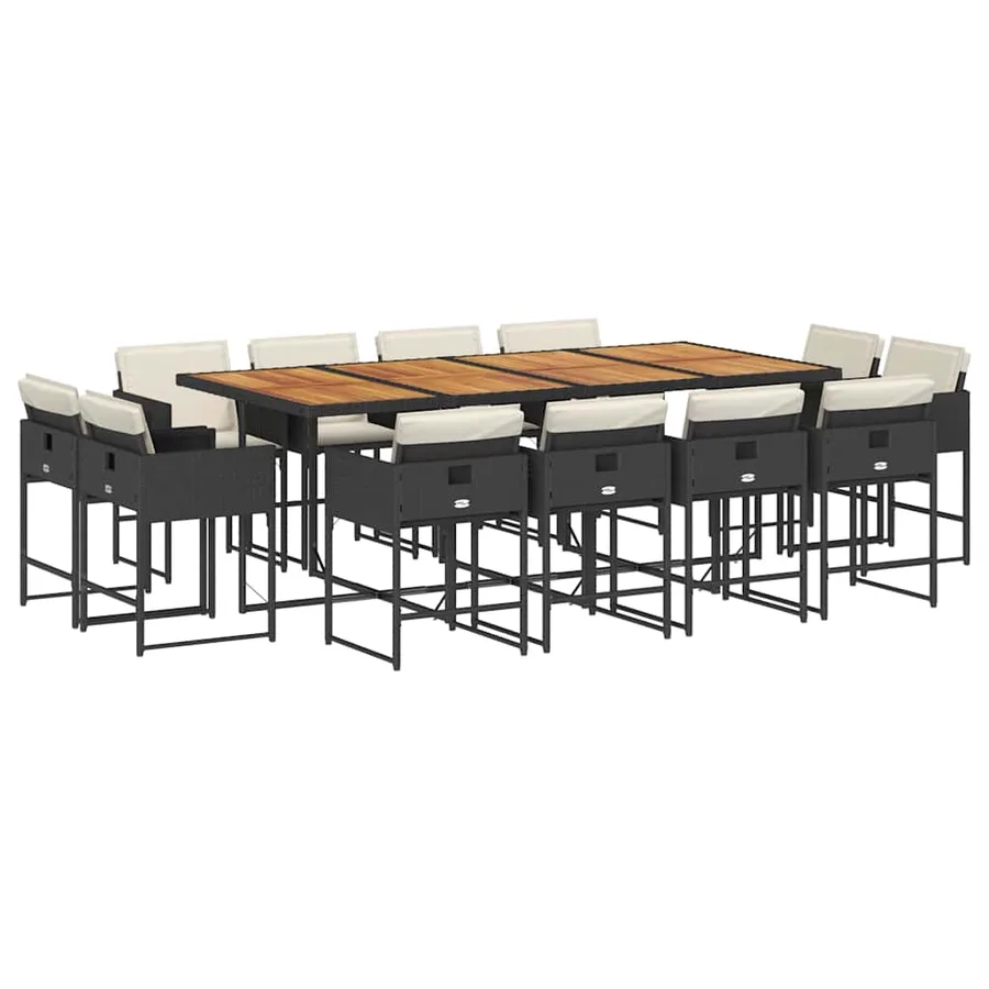 Ensemble à manger de jardin 13 pcs coussins noir résine tressée - 2