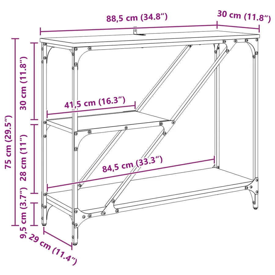 Table console Chêne artisanal 88,5 x 30 x 75 cm - 13