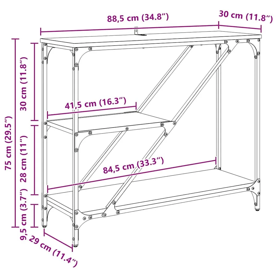 Table console Chêne artisanal 88,5 x 30 x 75 cm - 14