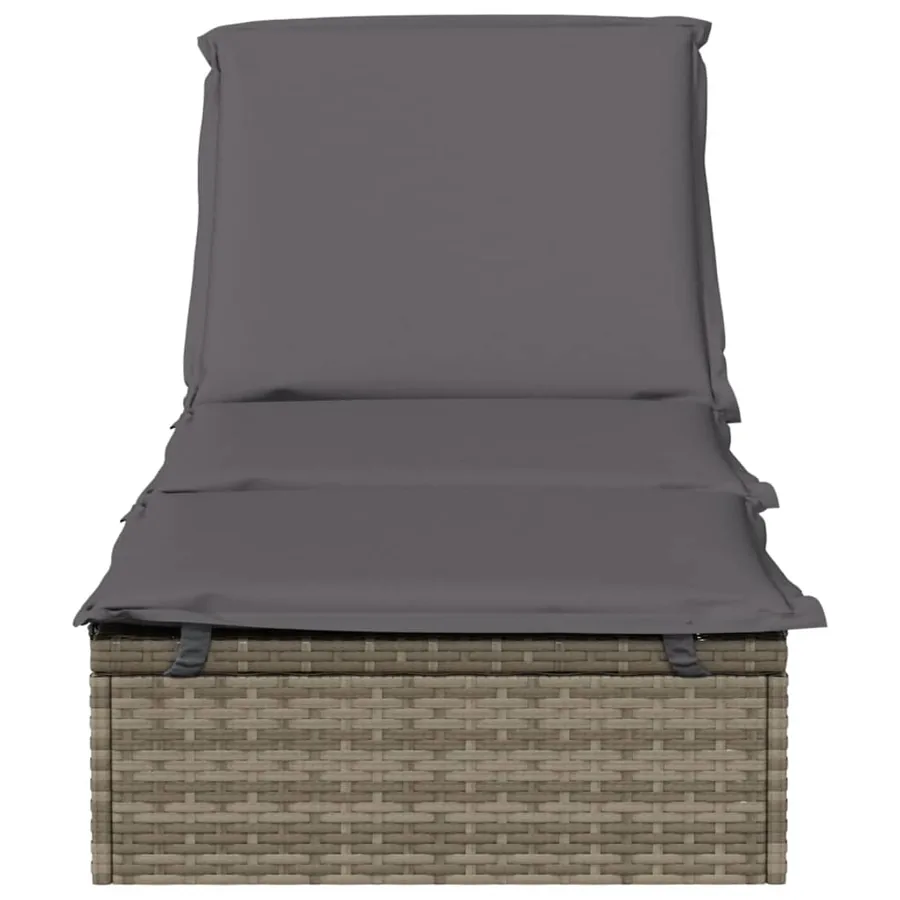 Chaise longue 1 pc avec coussin gris 201x55x62cm résine tressée - 5