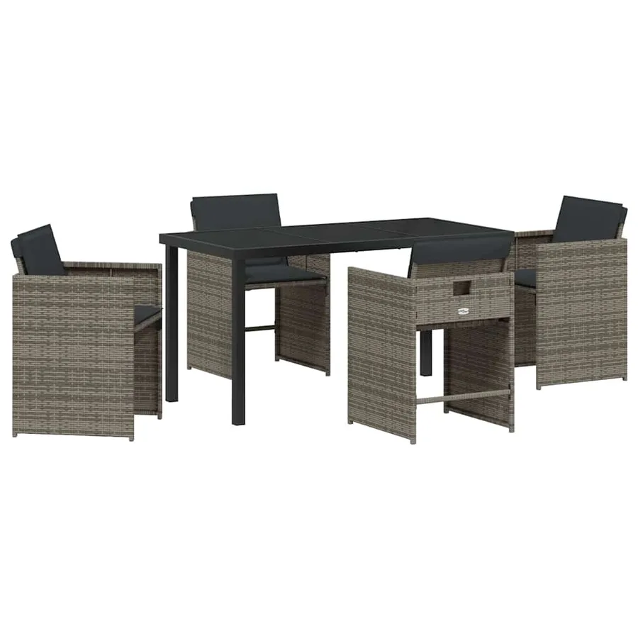 Ensemble de salle à manger pour jardin 5 pcs Gris polyrotin - 2