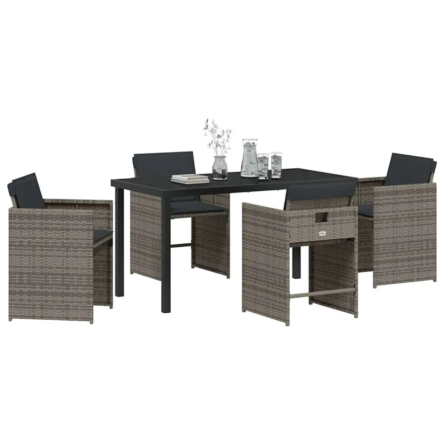 Ensemble de salle à manger pour jardin 5 pcs Gris polyrotin - 3