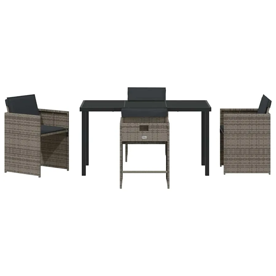 Ensemble de salle à manger pour jardin 5 pcs Gris polyrotin - 7