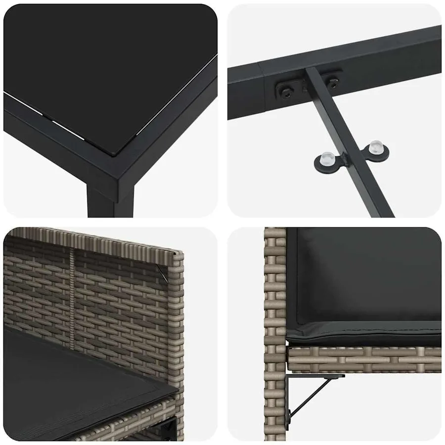 Ensemble de salle à manger pour jardin 5 pcs Gris polyrotin - 9