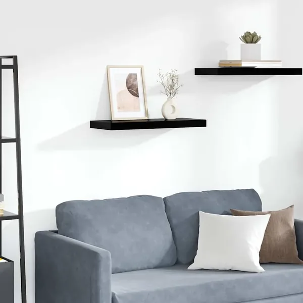 Floating wall shelf High gloss black 60x23.5x3.8 cm MDF