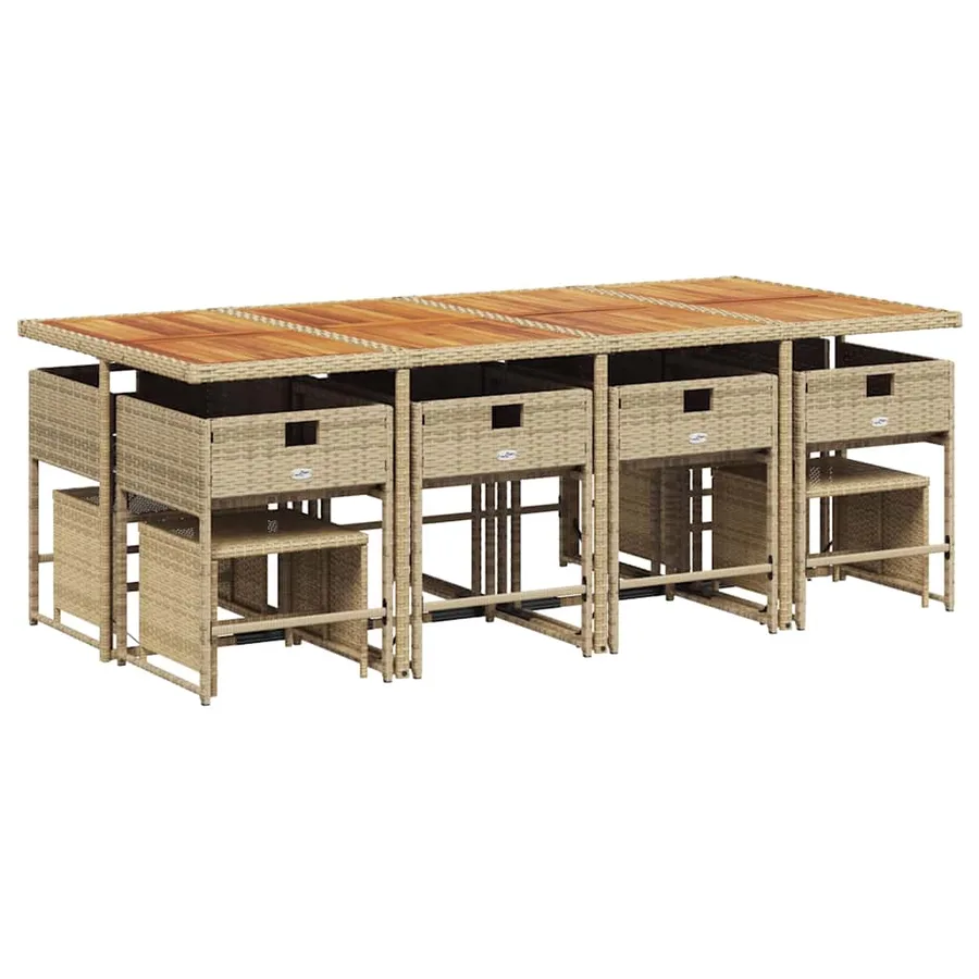 Ensemble à manger de jardin et coussins 13 pcs beige - 3