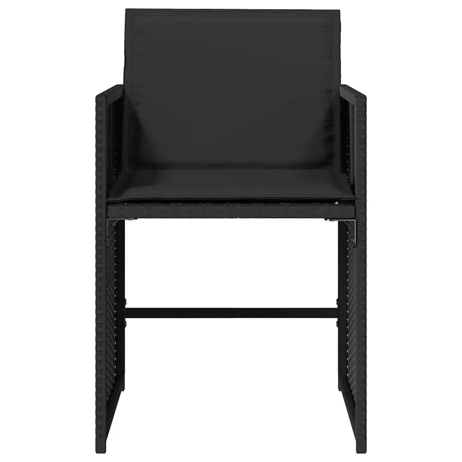 Chaises de jardin lot de 4 avec coussins noir résine tressée - 5