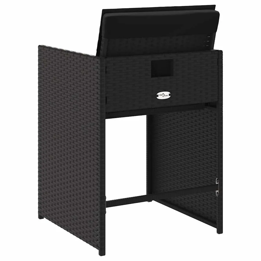 Chaises de jardin lot de 4 avec coussins noir résine tressée - 7