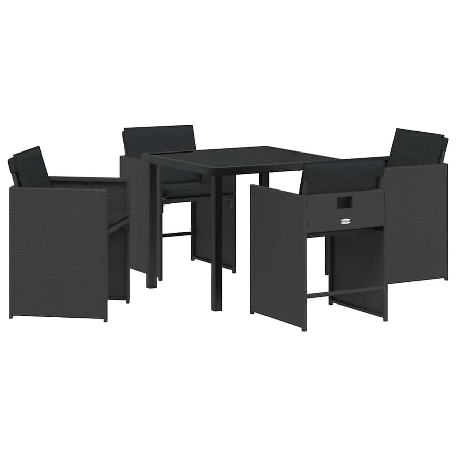 Ensemble de salle à manger pour jardin 5 pcs Noir polyrotin - 2