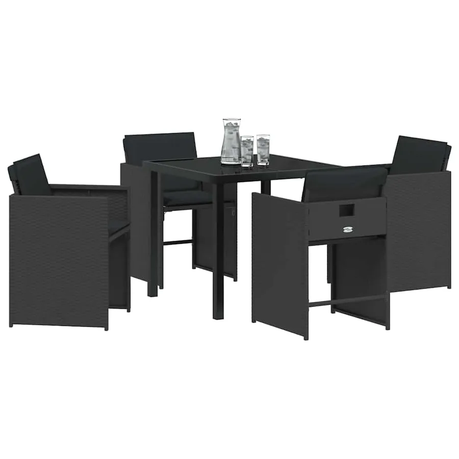 Ensemble de salle à manger pour jardin 5 pcs Noir polyrotin - 3