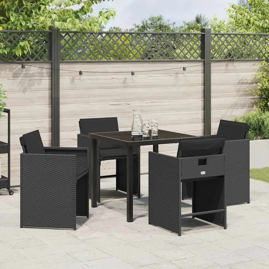 Ensemble de salle à manger pour jardin 5 pcs Noir polyrotin - 4
