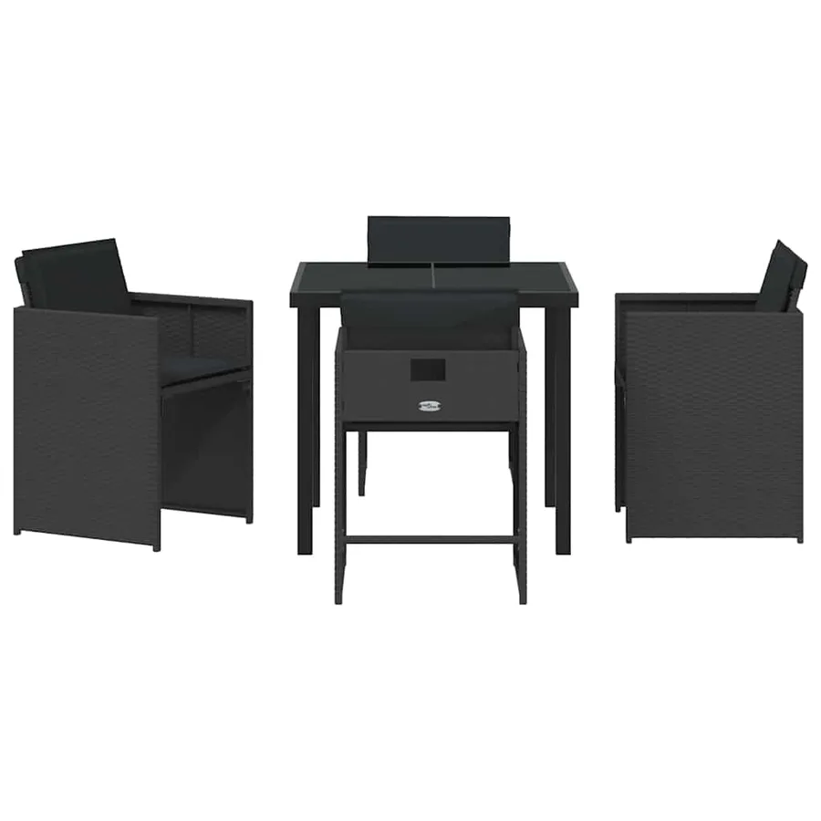 Ensemble de salle à manger pour jardin 5 pcs Noir polyrotin - 7