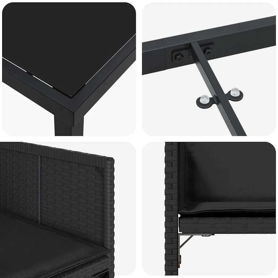 Ensemble de salle à manger pour jardin 5 pcs Noir polyrotin - 9