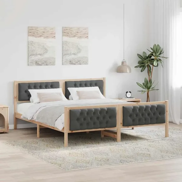 Cadre de lit Gris foncé 160 x 200 cm Pin massif
