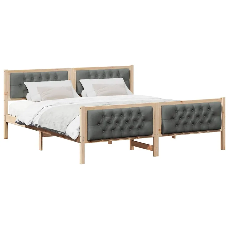 Cadre de lit Gris foncé 160 x 200 cm Pin massif - 3