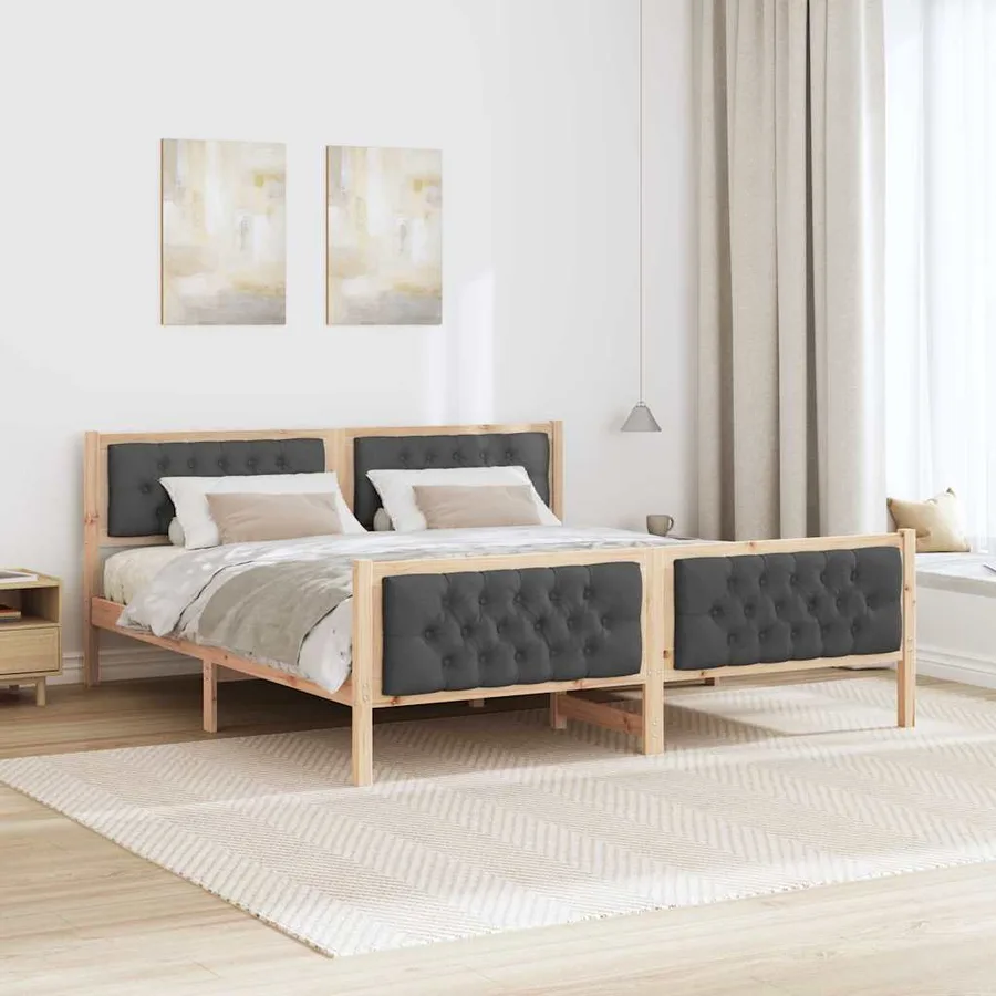 Cadre de lit Gris foncé 160 x 200 cm Pin massif - 4