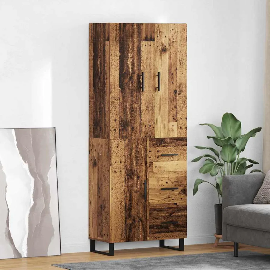 Haut Armoire avec tiroir 2 pcs Bois Ancien 69,5 x 34 x 180 cm