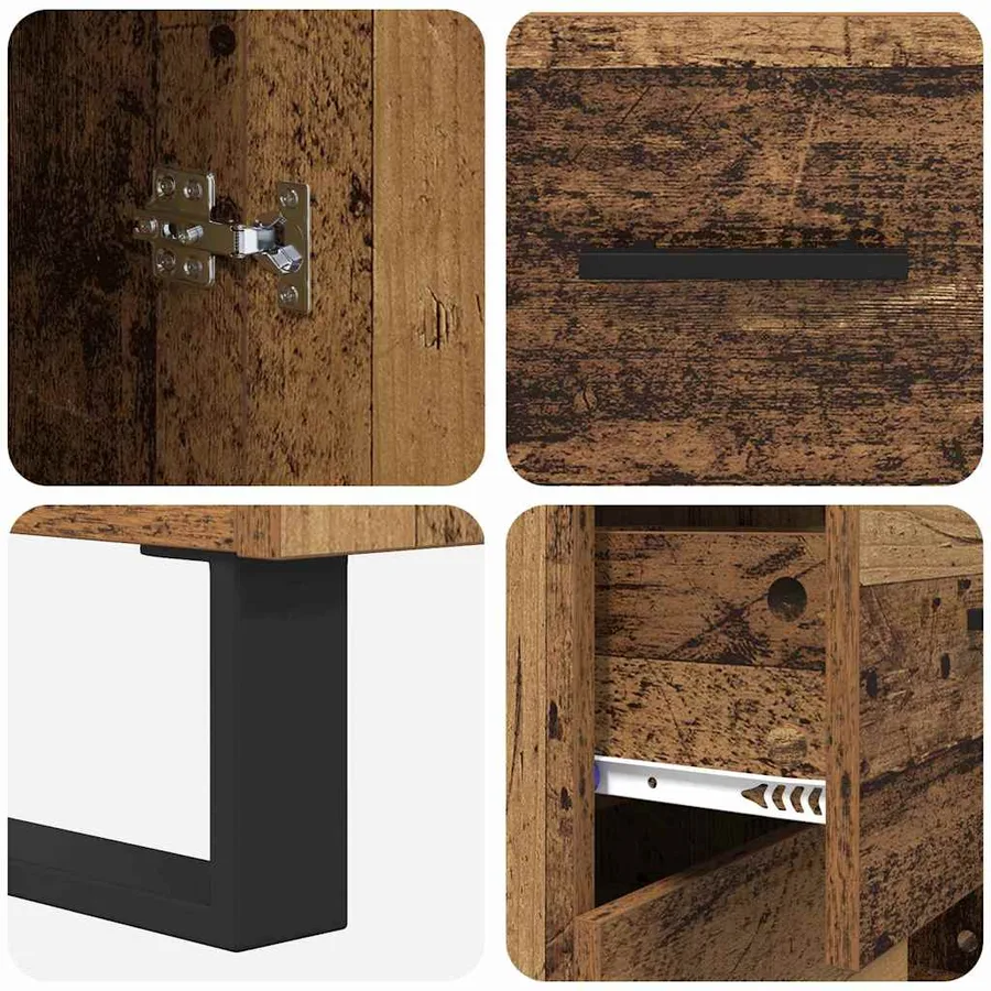 Haut Armoire avec tiroir 2 pcs Bois Ancien 69,5 x 34 x 180 cm - 11
