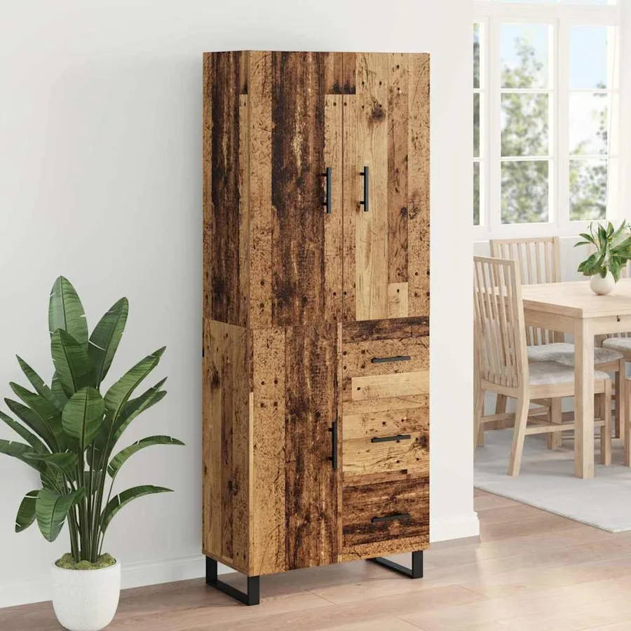 Haut Armoire avec tiroir 2 pcs Bois Ancien 69,5 x 34 x 180 cm - 4