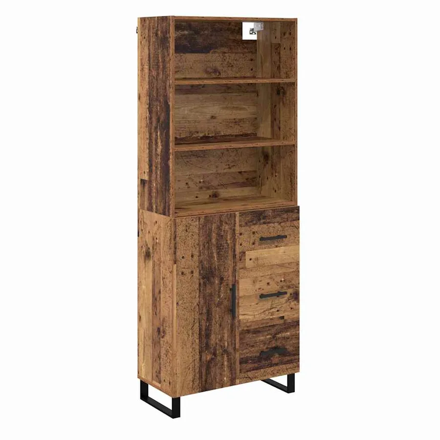 Haut Armoire avec tiroir 2 pcs Bois ancien Bois d'ingénierie - 2