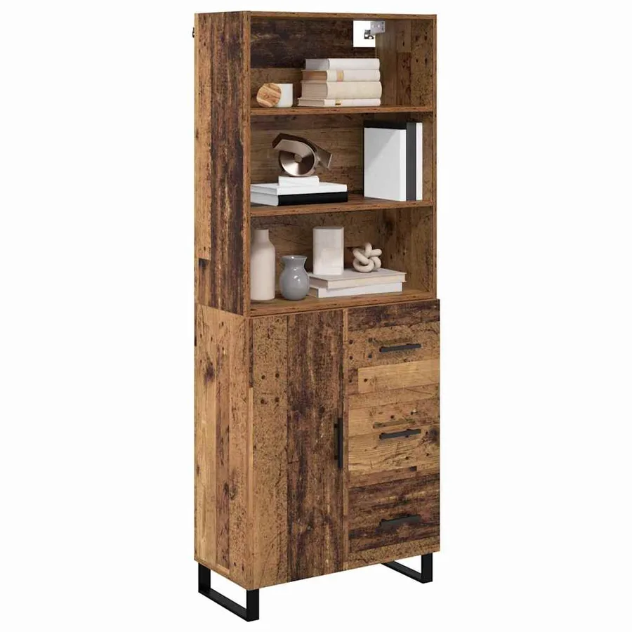 Haut Armoire avec tiroir 2 pcs Bois ancien Bois d'ingénierie - 3