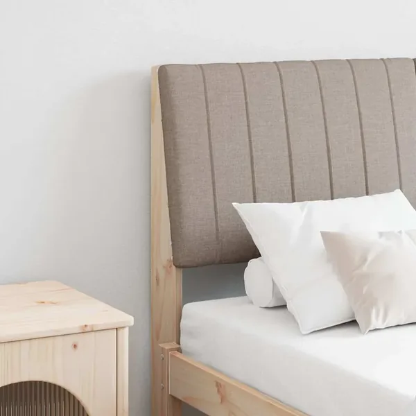 Tête de lit capitonnée Taupe 135 cm Pin massif