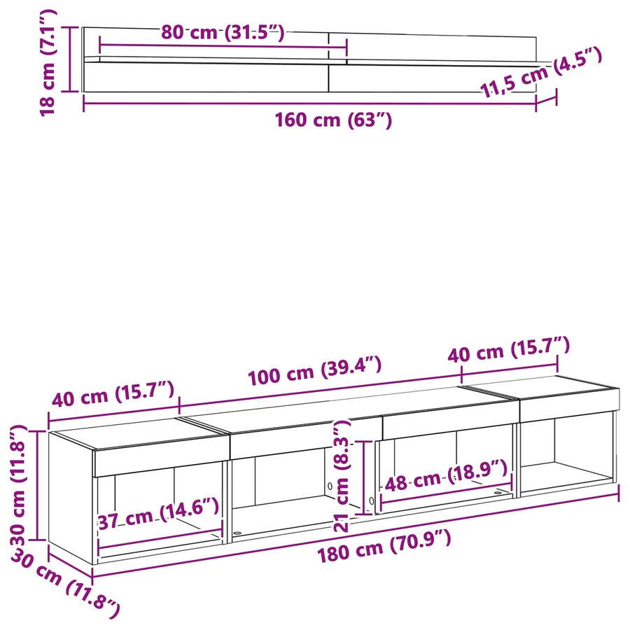 Ensemble de meuble TV mural 5 pcs Chêne artisanal - 15