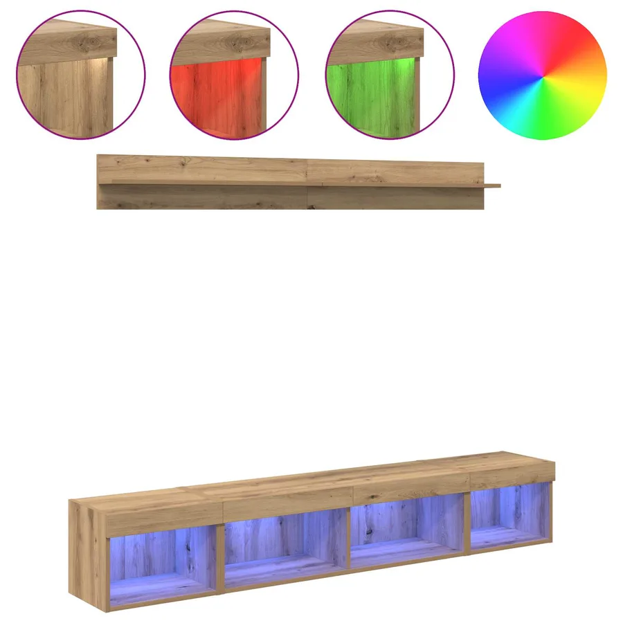 Ensemble de meuble TV mural 5 pcs Chêne artisanal - 4