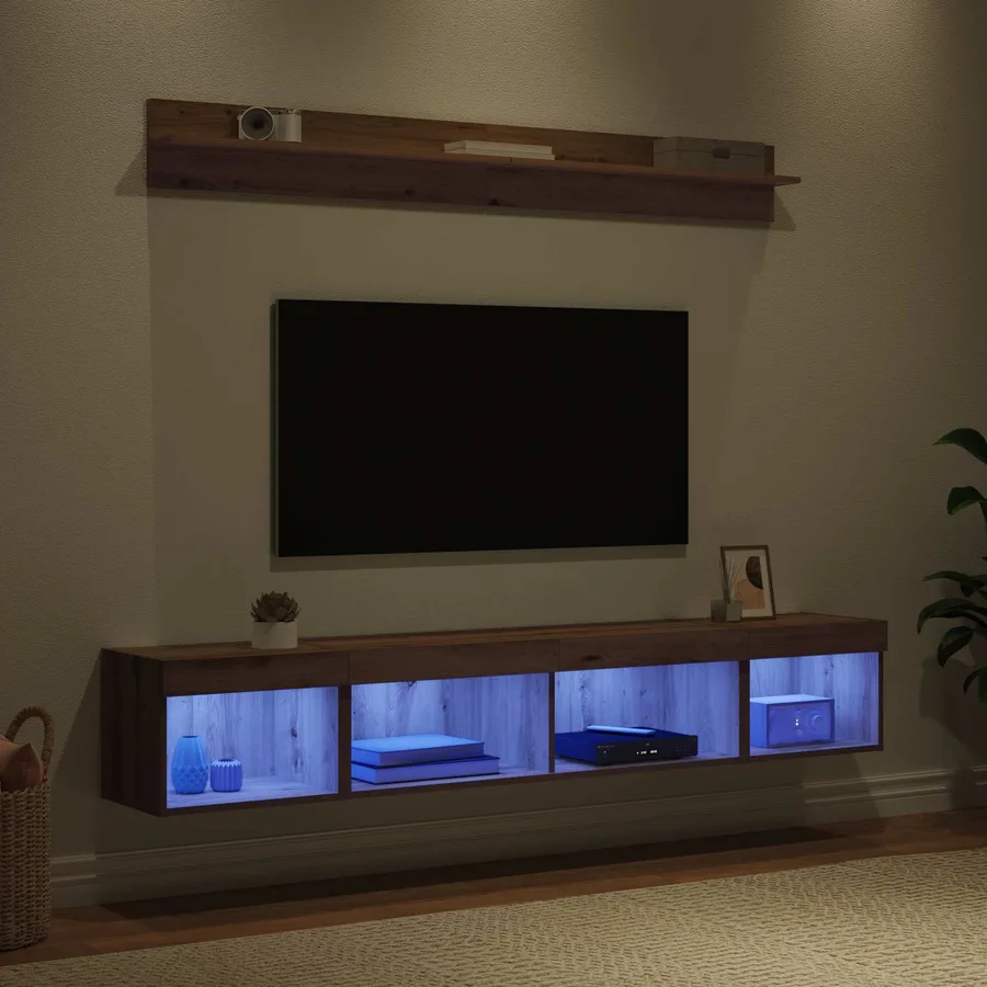 Ensemble de meuble TV mural 5 pcs Chêne artisanal - 5