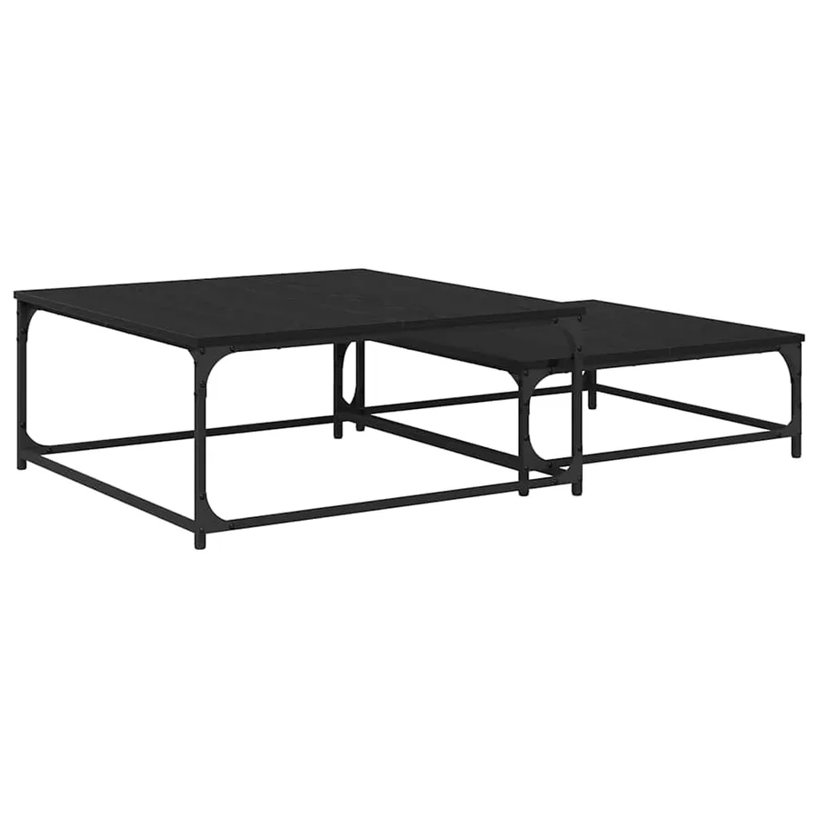 Table basse 2 pcs Chêne noir Bois d'ingénierie - 2